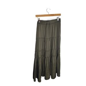 Simply Vera Vera Wang Olive Green Tiered Maxi Skirt Peasant S